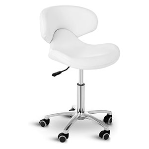 Rollhocker mit Lehne in weiß